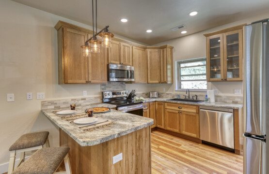 Fully stocked kitchen with all new appliances.